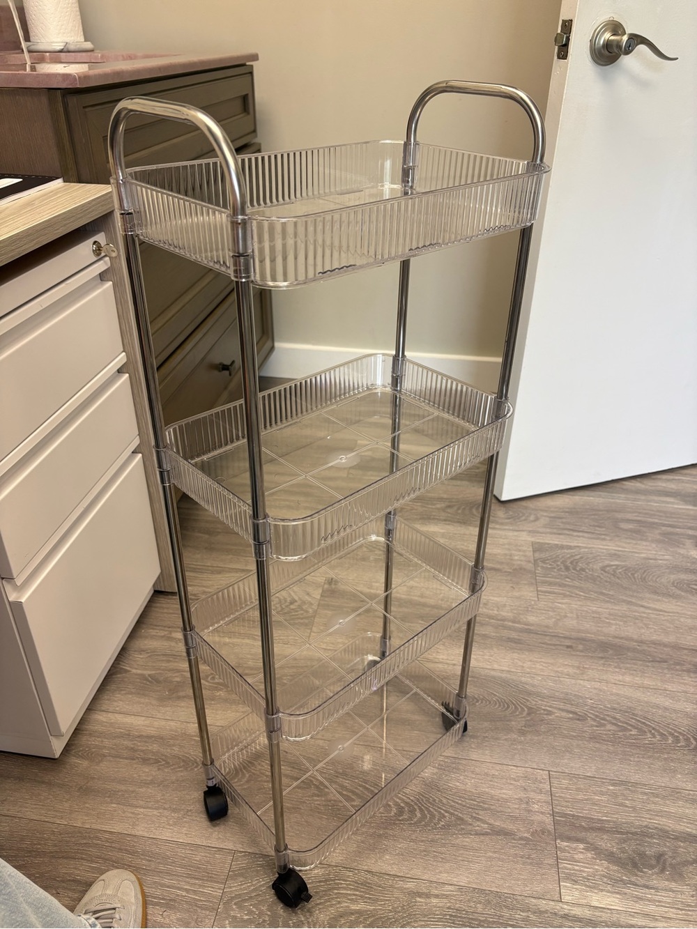 Clear 4-Tier Rolling Storage Cart - Transparent and Chrome